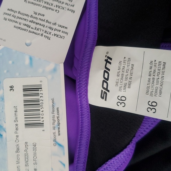 NWT Sporti Purple One-piece swimsuit size 36 - Picture 7 of 7